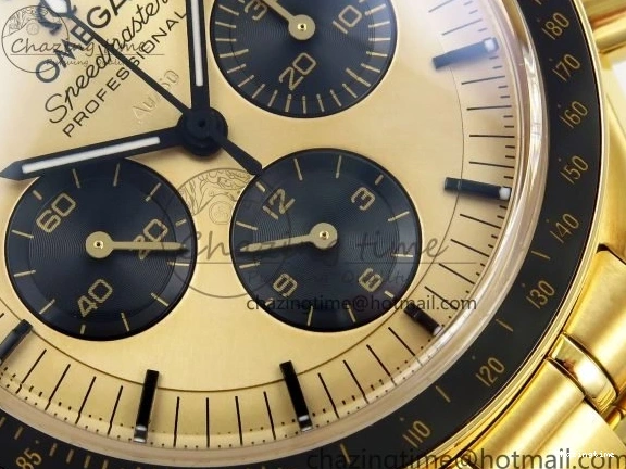 0204 Speedmaster YG RMF Best Edition YG Black Dial on YG Bracelet Lemania HW Durable 7725